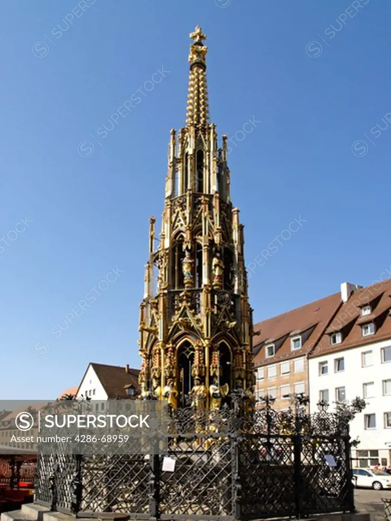 The Beautiful Fountain Hauptmarkt Nuremberg Bavaria Germany