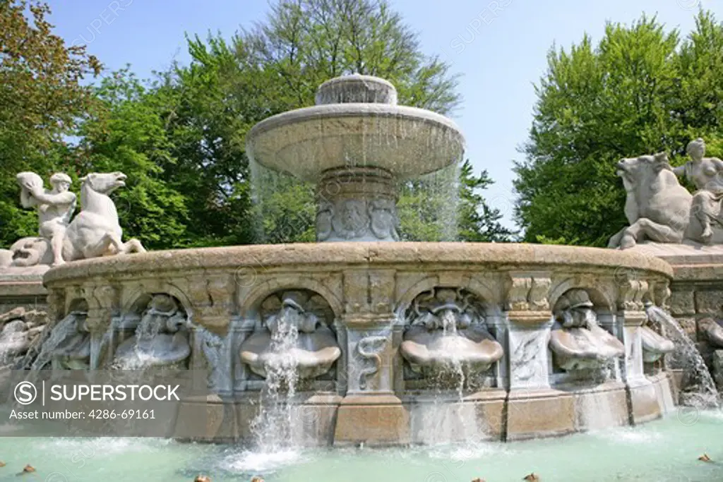 Wittelsbacher fountain at Lenbach Platz, Munich, Bavaria, Germany