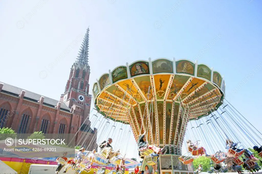 chairoplane Wheel carousel at Auer Dult Munich, Bavaria, Germany