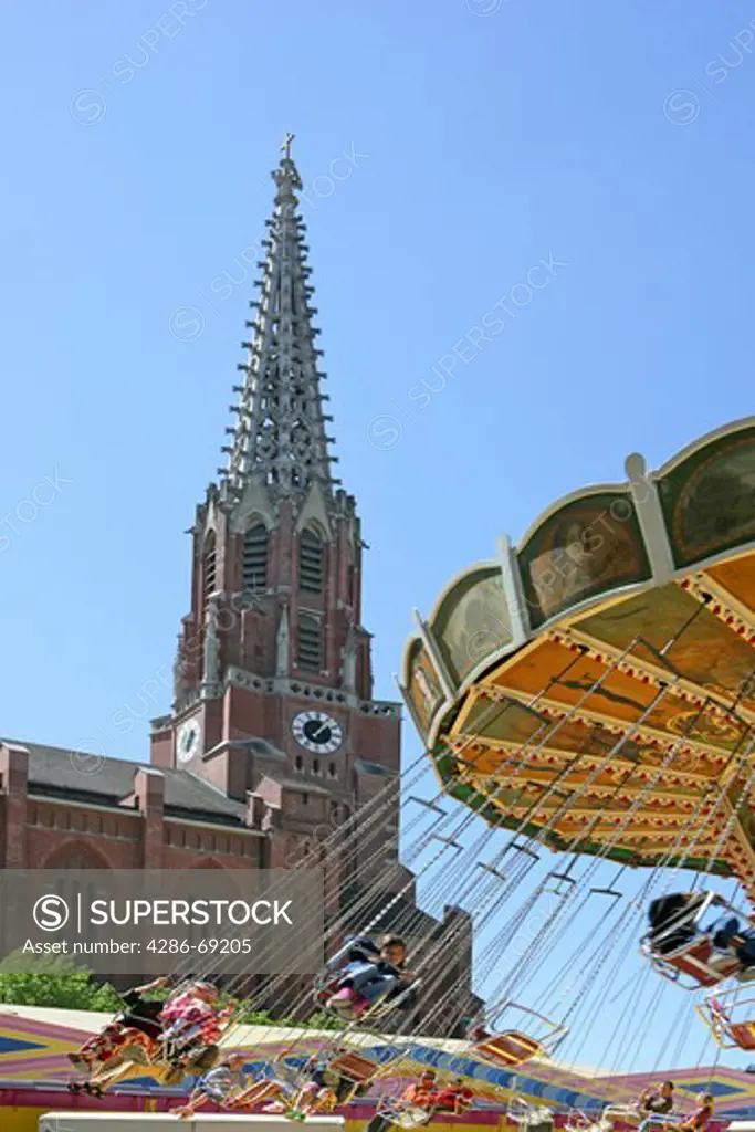 chairoplane Wheel carousel at Auer Dult Munich, Bavaria, Germany