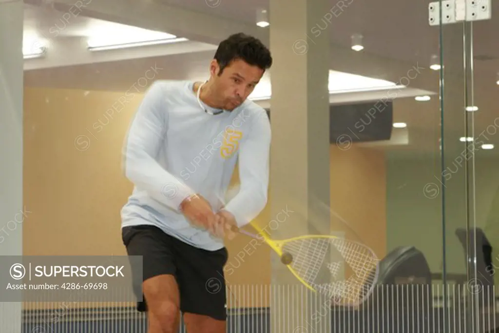 Man plays squash