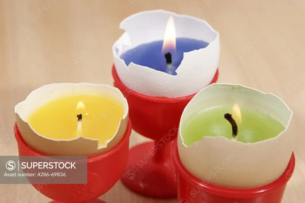 Easter candles, candles in eggs