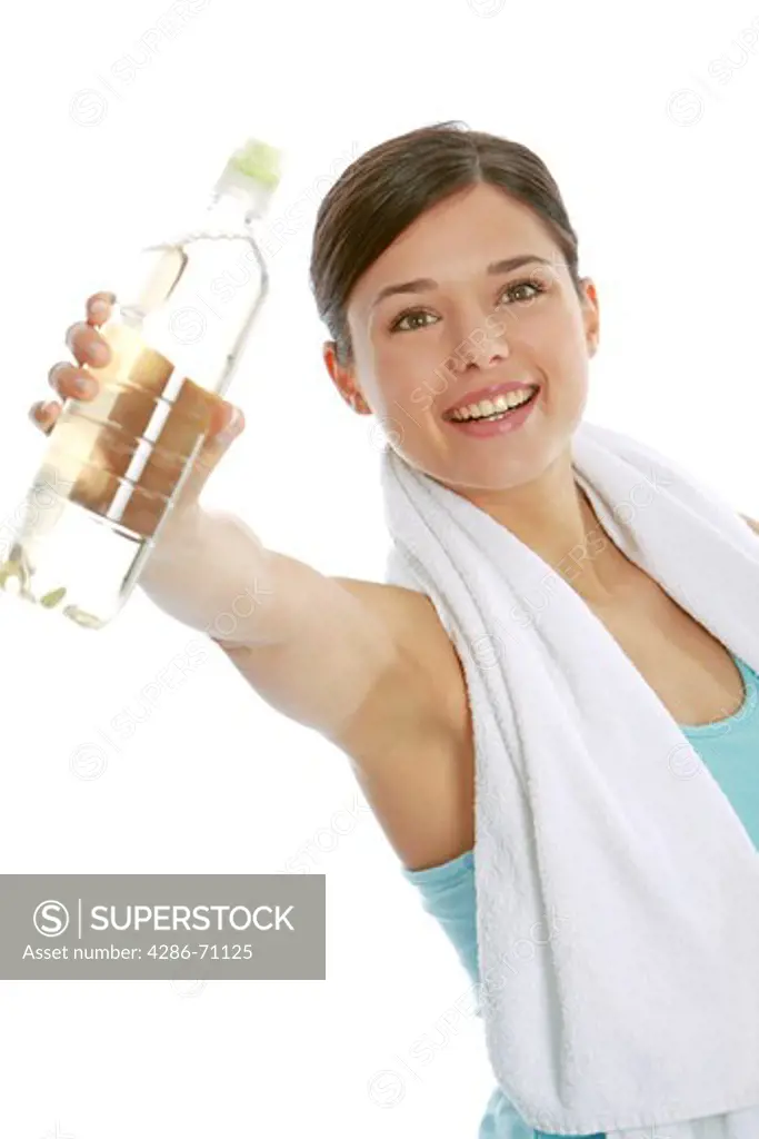 Woman with water bottle