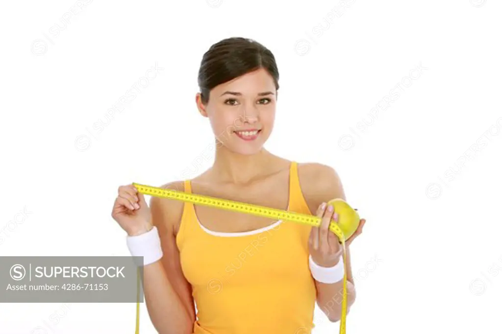 Woman with symbolism for slimness cure