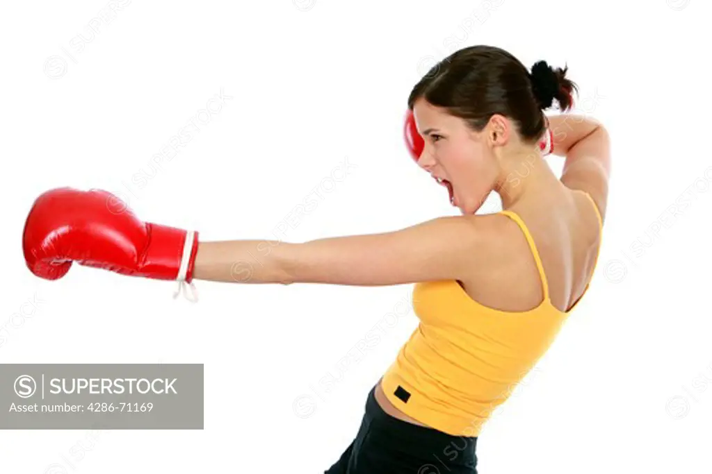 Woman with box gloves