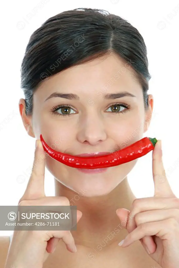 Woman with chilli pod