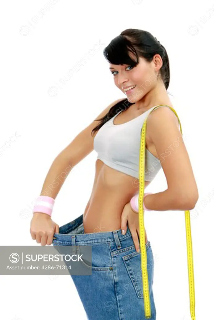 happy young woman after successful diet