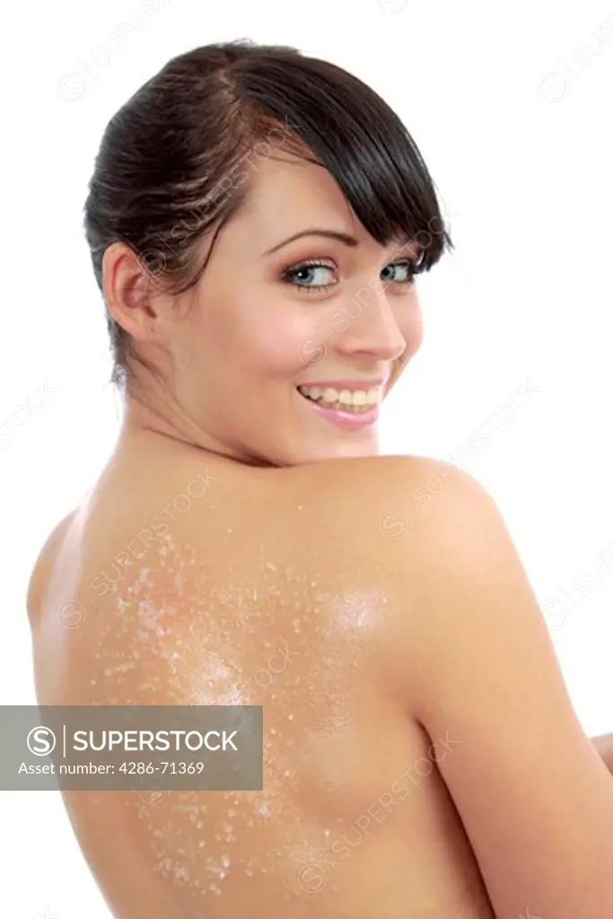 woman with peeling salt on skin