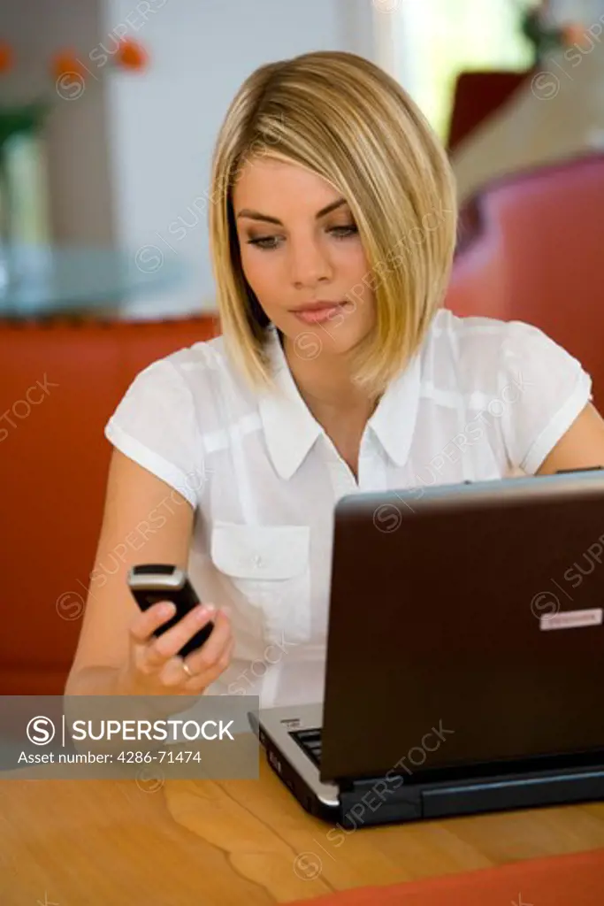 Woman working with a Laptop computer