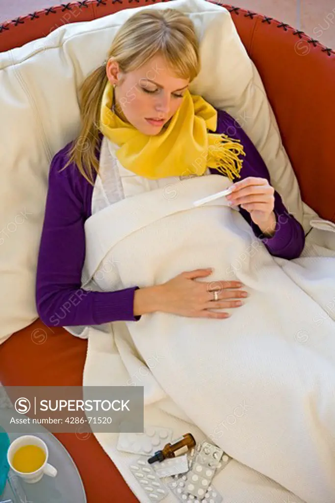 woman with a cold and fever