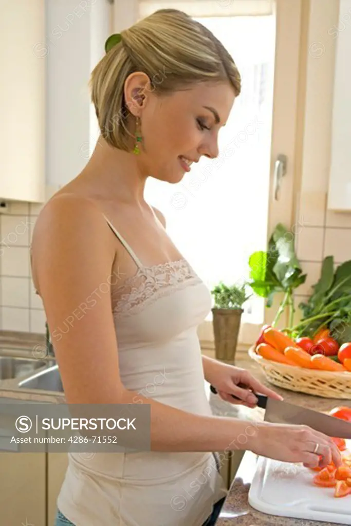 woman working in kitchen