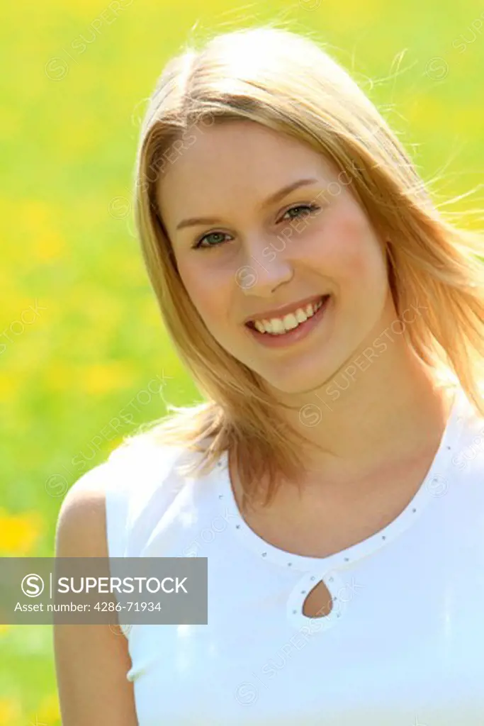 Happy young woman in spring, potrait