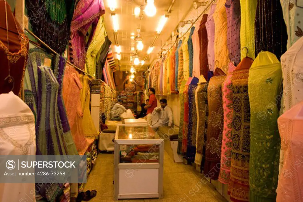 A fabric store in the old Bazaar in Rawalpindi in Pakistan
