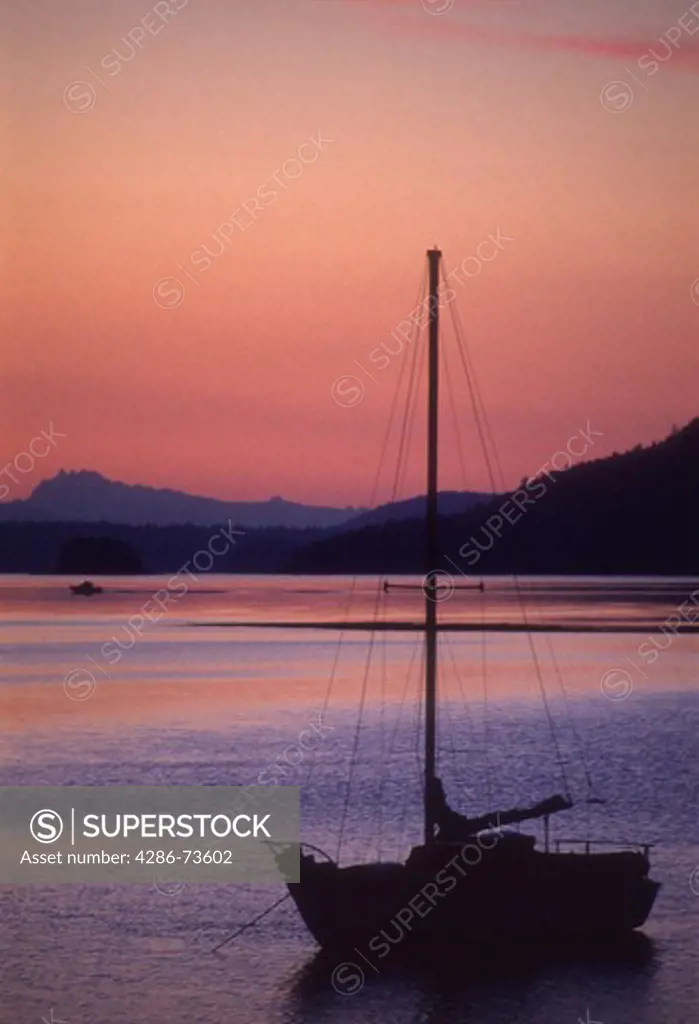 Sailboat in Friday Harbor of San Juan Islands, Washington, USA