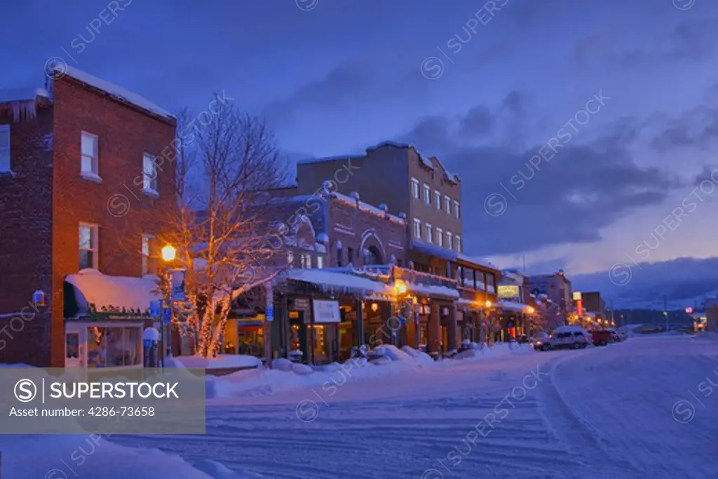 HDR tone mapped A time exposure of the town of Truckee California at dawn