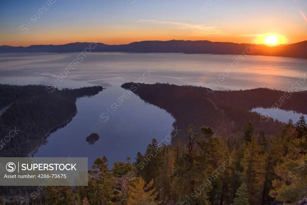 Emerald Bay and LakeTahoe at sunrise at Lake Tahoe in California
