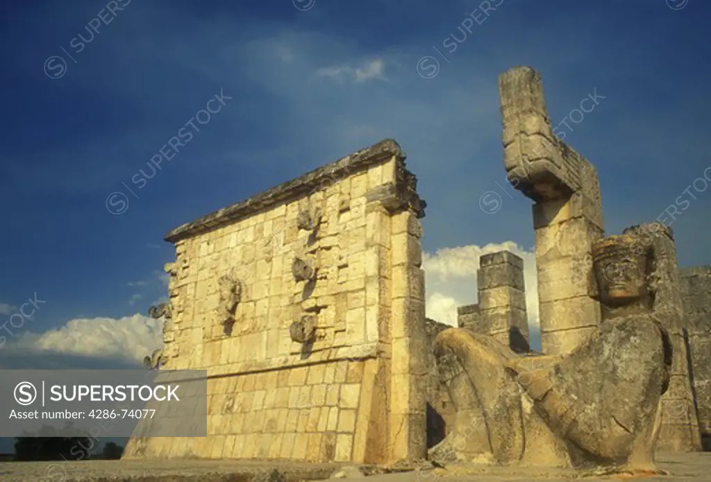 Mexico,Yucatan,Chichen Itza,Statue of Chac Mool,Temple of Warriors