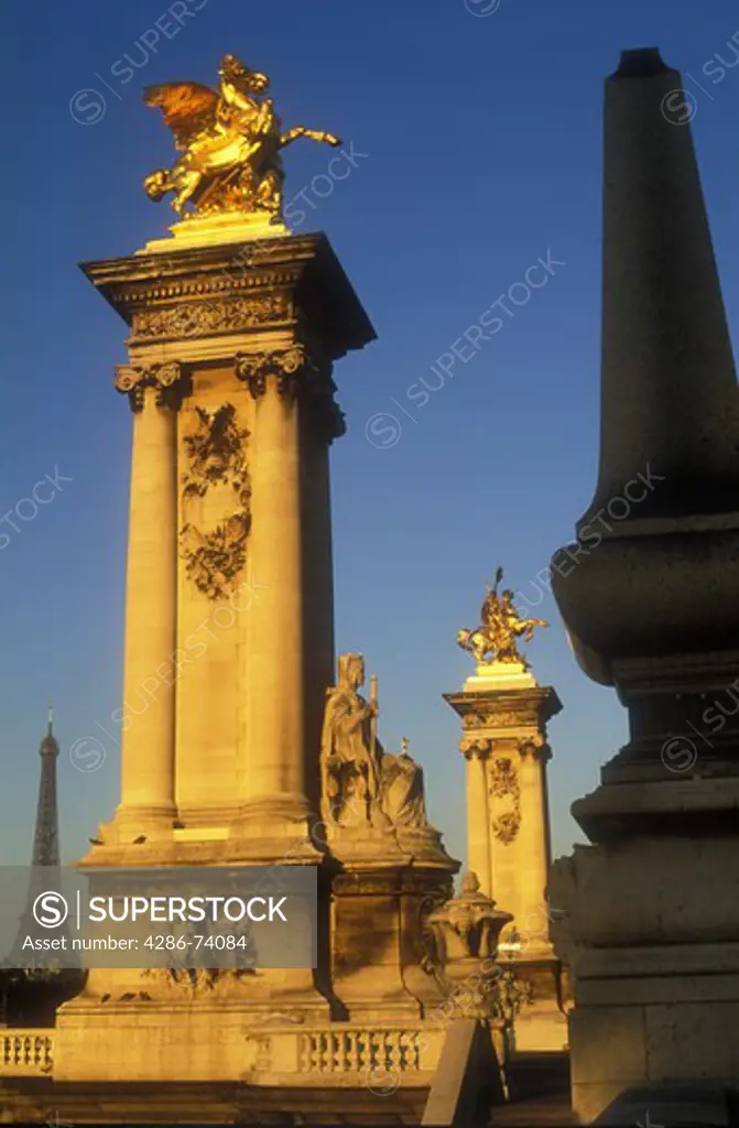 France,Paris,Pont Alexandre III and the Eiffel Tower