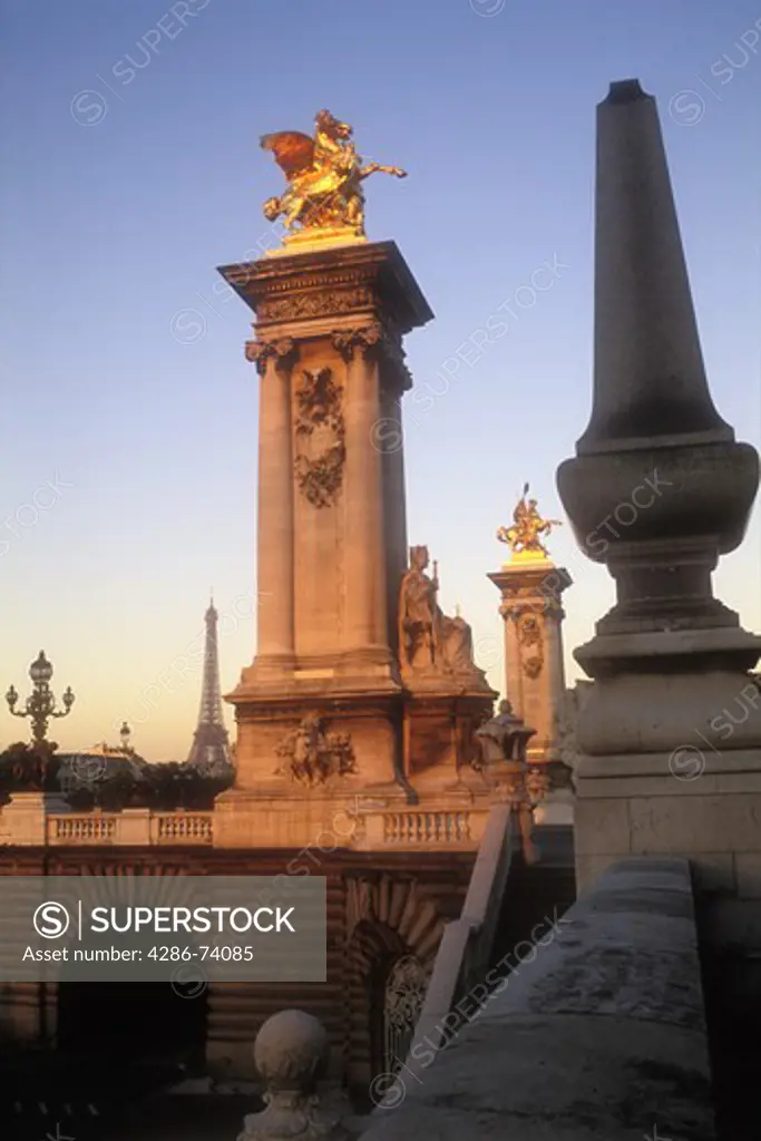 France, Paris,Pont Alexandre III and the Eiffel Tower