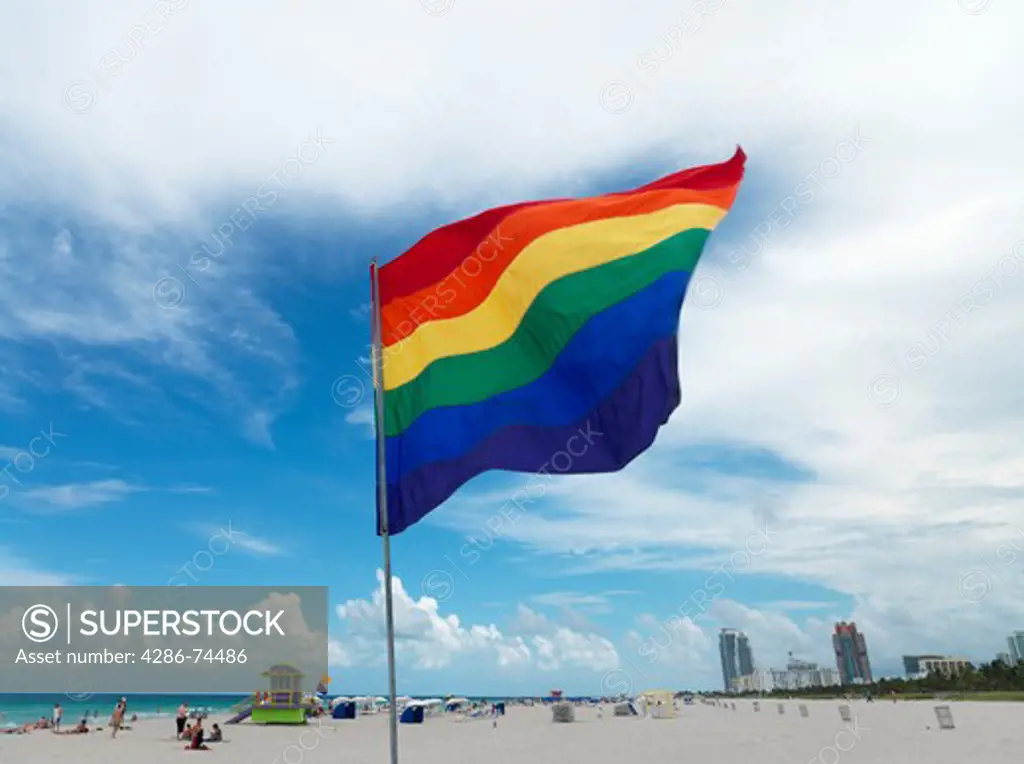 Multi colored flag representing gay pride