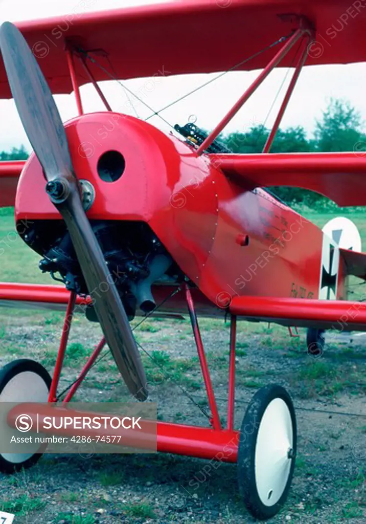 Close-up of a Fokker Tri-Plane used in World War 1 