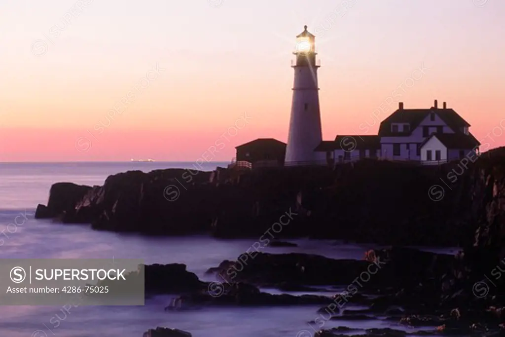 Portland Head Lighthouse at Cape Elizabeth on the Atlantic Coast of Maine
