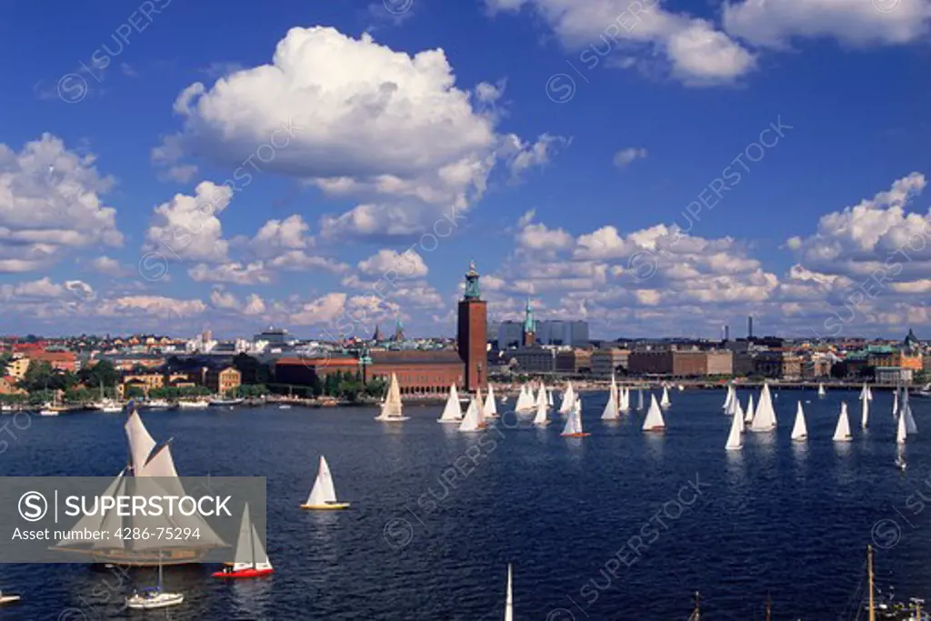 Yachting Day on the Riddarfjarden with Town Hall in Stockholm