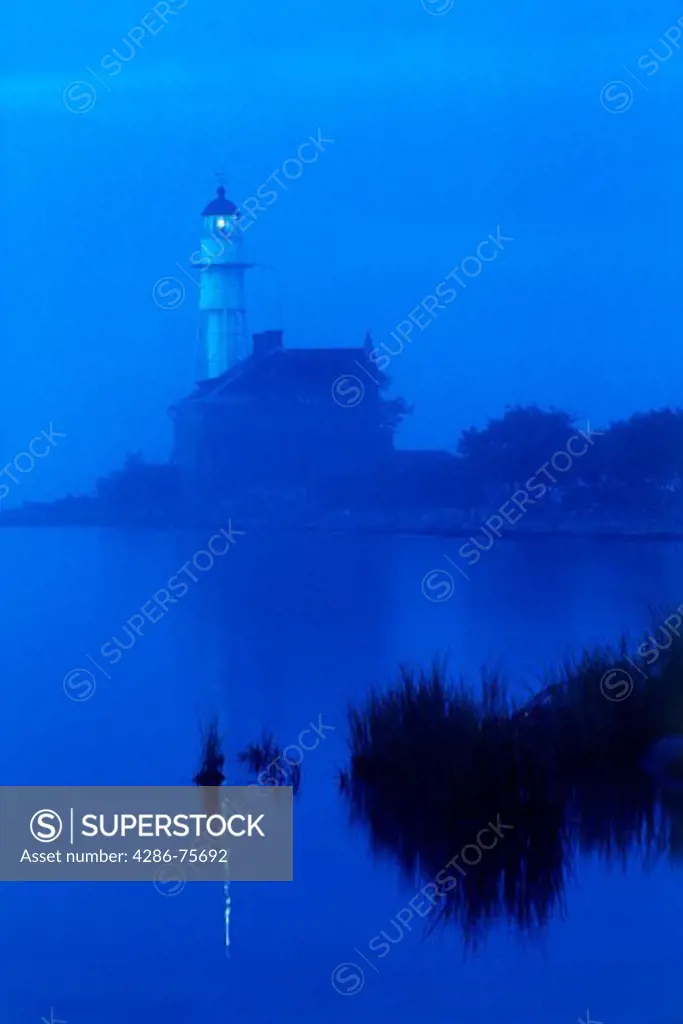 Misty morning at Hgby Lighthouse along Sweden's East Coast on Baltic Sea