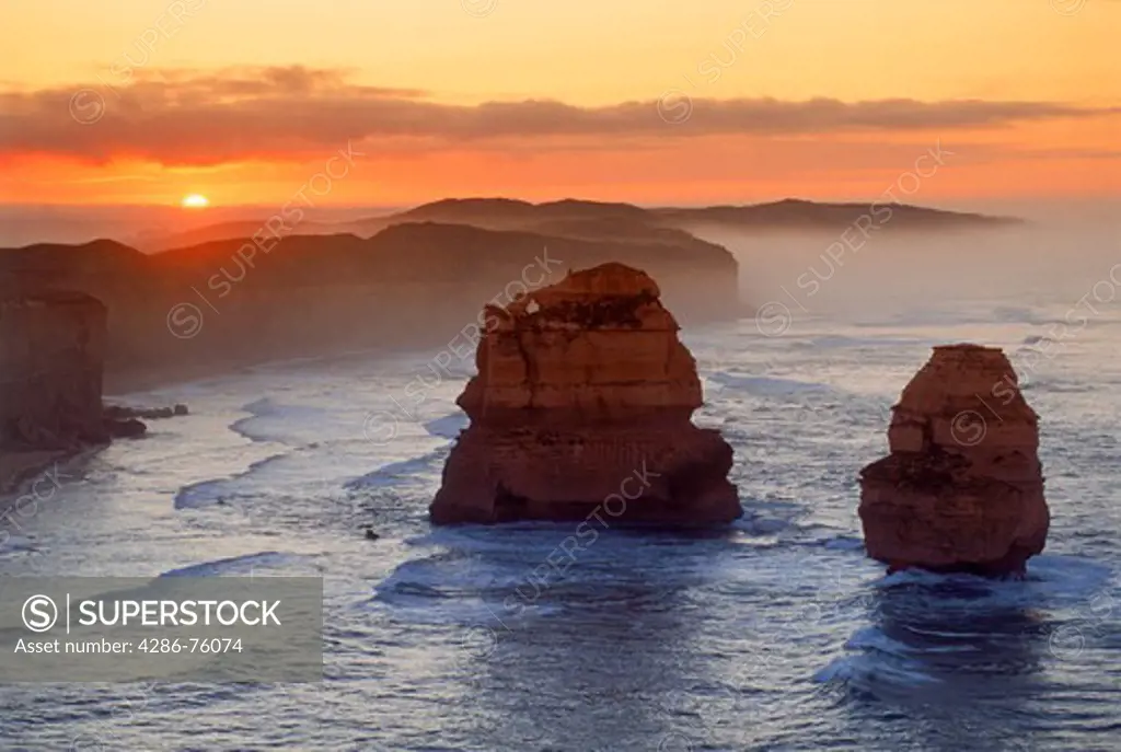 The Twelve Apostles at dawn in Victoria Australia