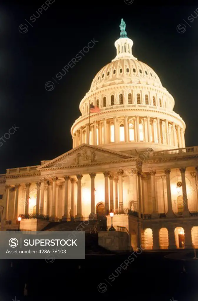 Capitol Building in Washington D C at night