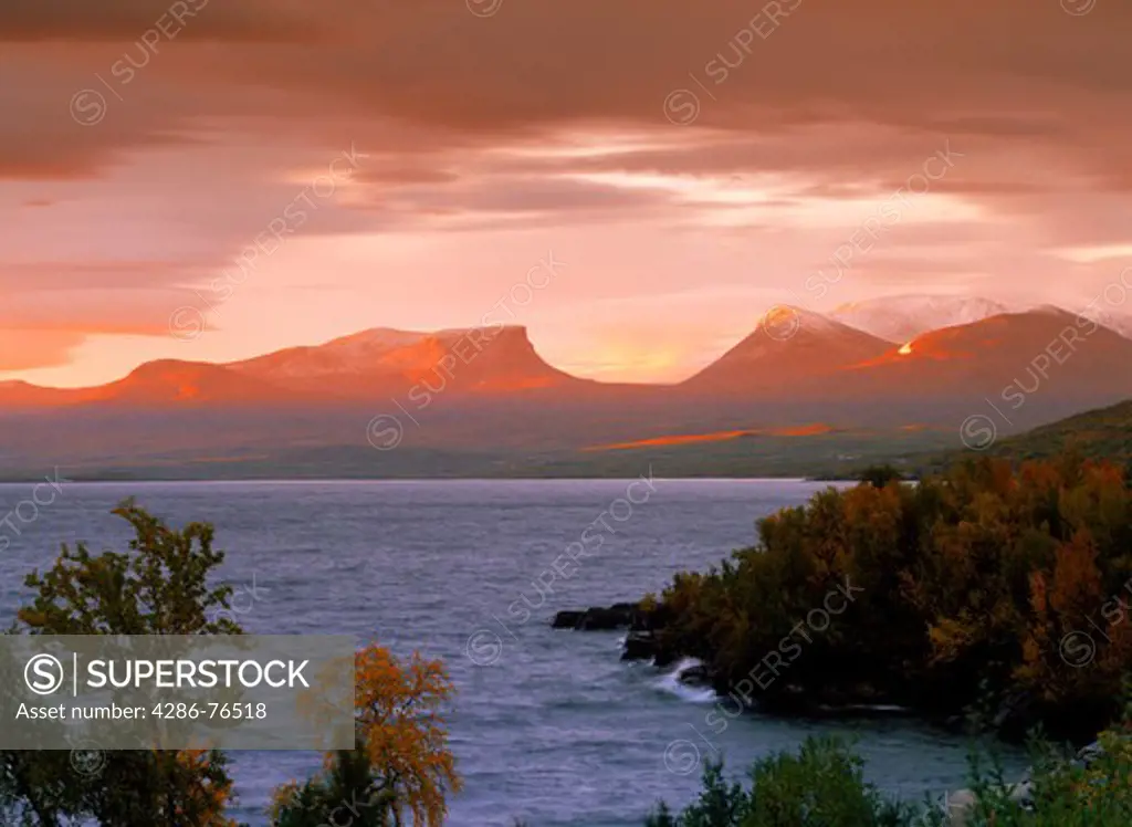 Symbol of Lapland is Lapporten in Abisko National Park near Tornetrsk Lake above Arctic Circle in Sweden