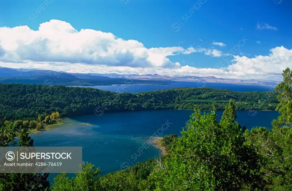 Overview of lake district in Patagonia  around Bariloche in Southern Argentina