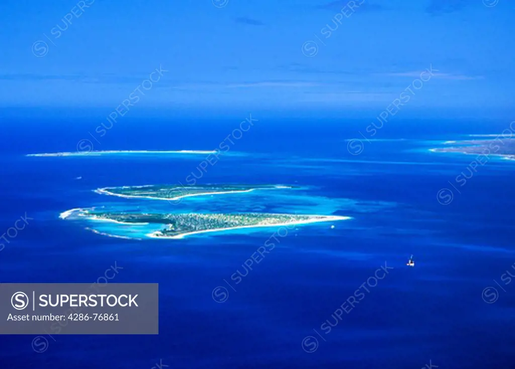 Aerial view of  Tortuga Islands in Caribbean Ocean off Venezuela coast