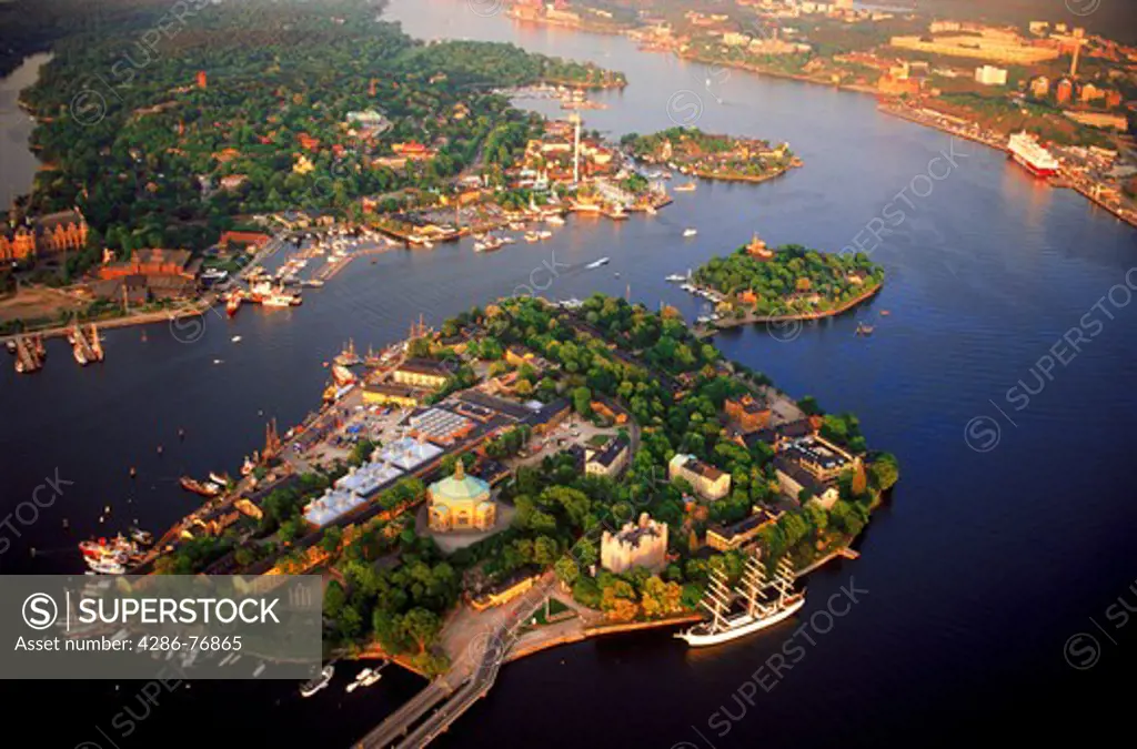 Above Skeppsholmen Island in Saltsjn waters of Stockholm which is a bay of the Baltic Sea