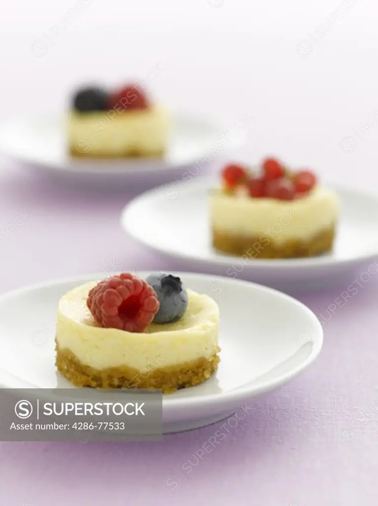 Miniature berry cheesecake desserts