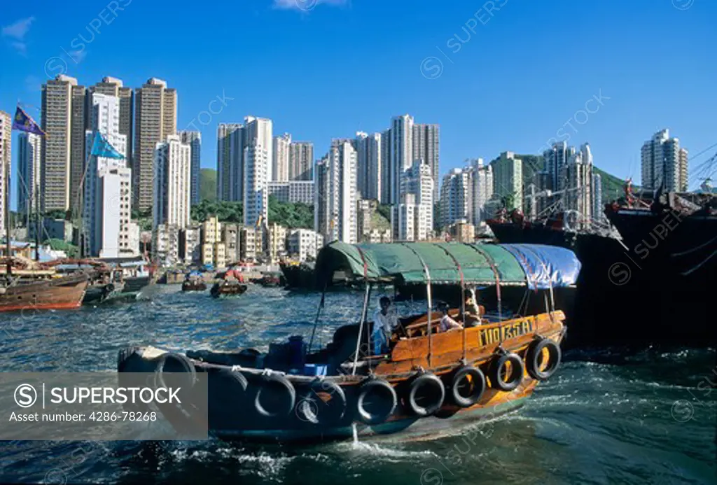 ASIA CHINA HONG KONG. ABERDEEN HARBOUR. BOATS AND HIGHRISES.