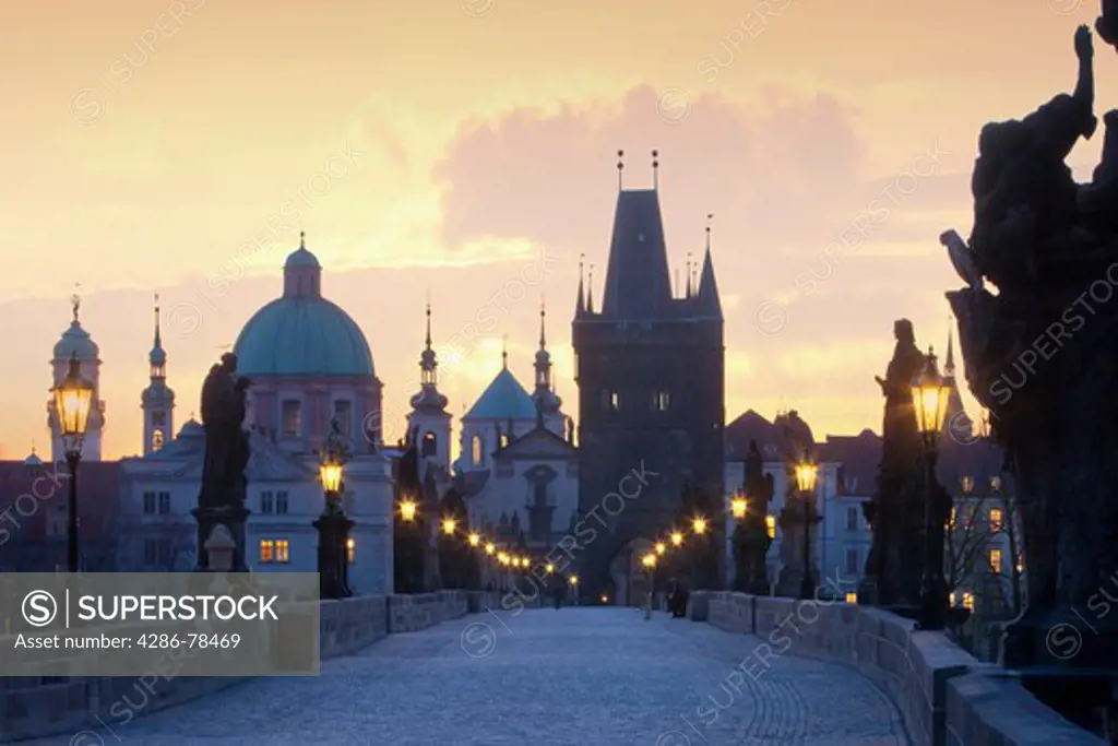 czech republic prague - charles bridge at dawn