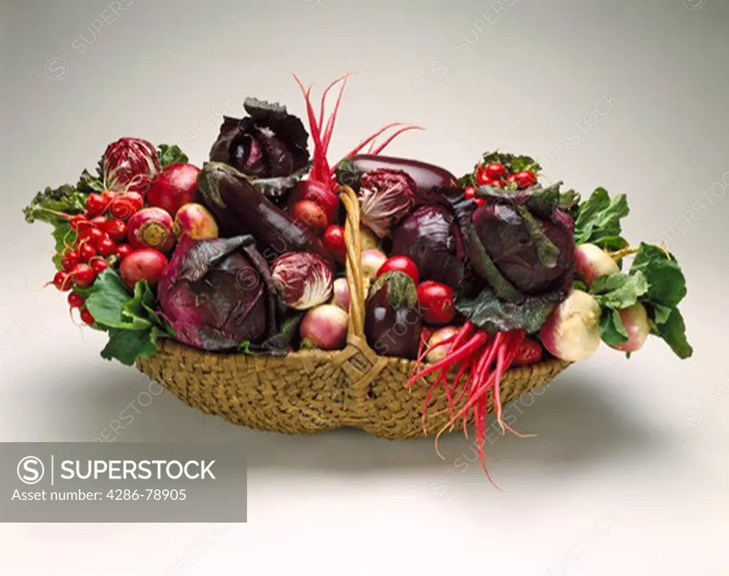 Close up of a vegetable basket with red beets