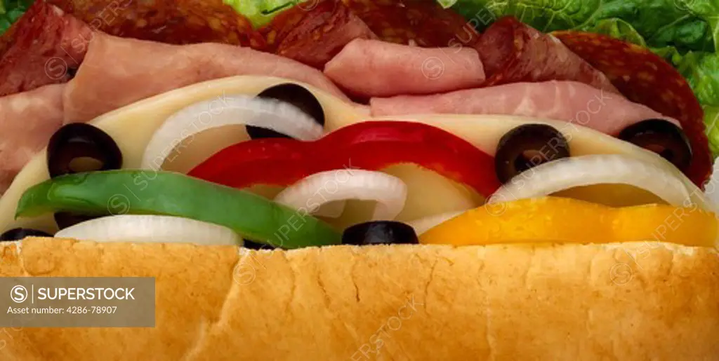 Close up of a sub sandwich