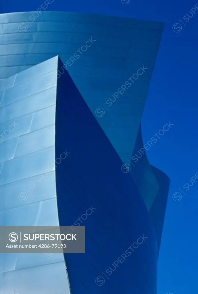 Close-up view of Walt Disney Concert Hall in downtown Los Angeles, CA
