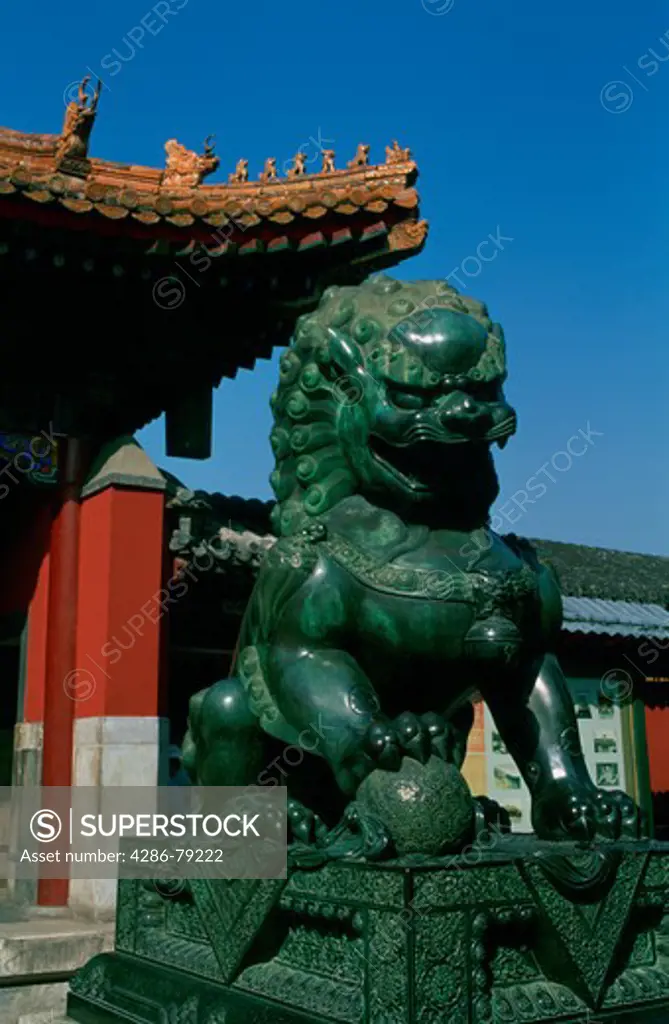 Bronze lion statue in summer palace in Beijing, China