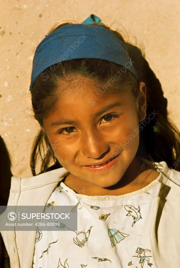 Indian girll in the Andes in Tarapaca Provice in Northern Chile.