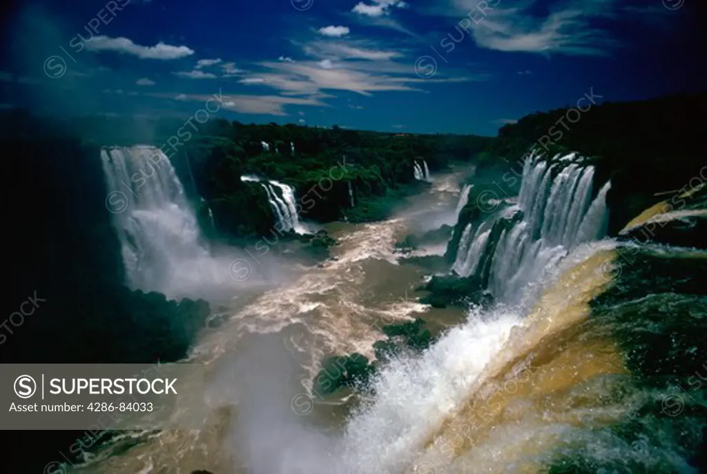Iguazu Falls, located on the border of the Brazil, Argentina & Paraguay.