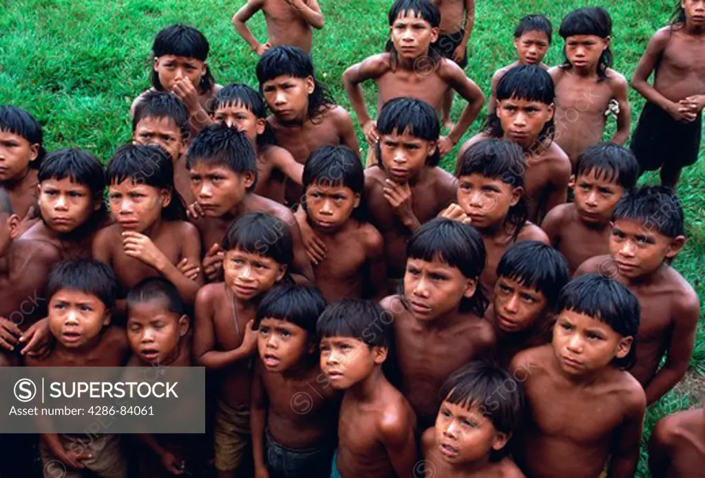 Xavante Indian boys in So Marcos, Mato Grosso, Brazil.