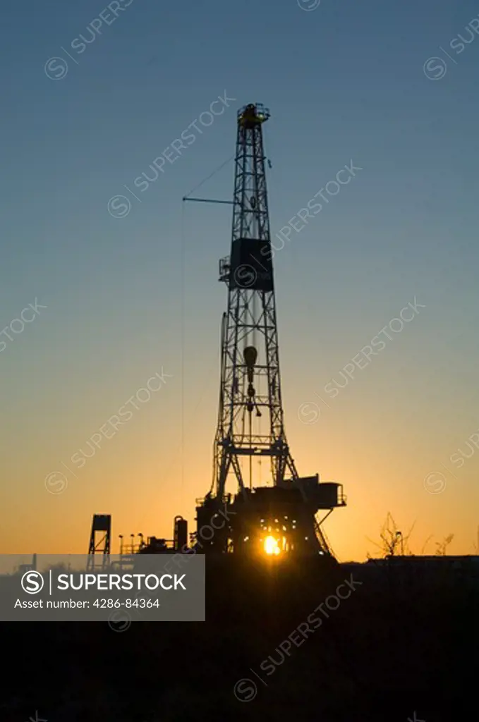 Sunrise at New Mexico drilling rig.