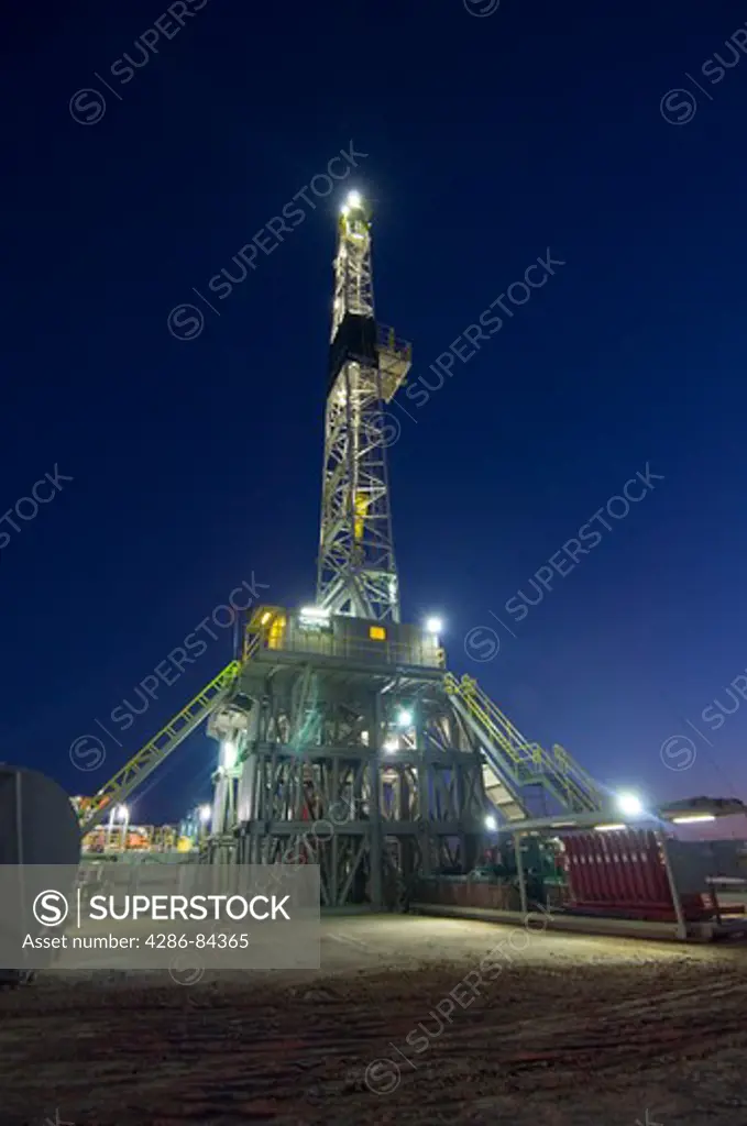Early morning view of New Mexico drilling rig.