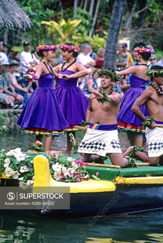Canoe pageant at Polynesian Cultural Center Oahu Hawaii