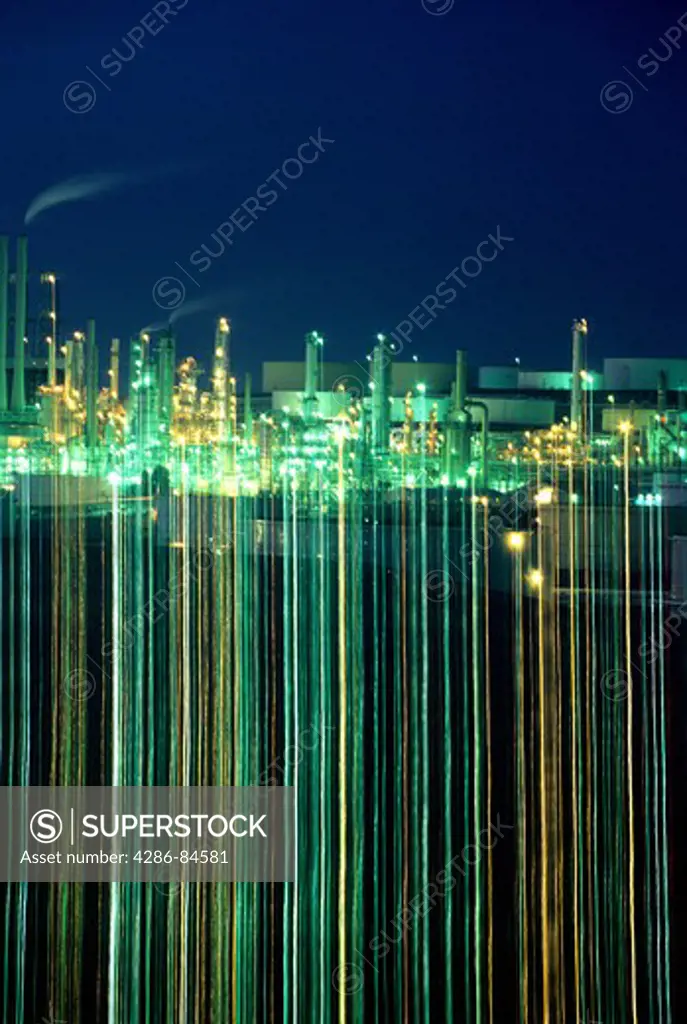 Oil Refinery night abstract lighting Contra Costa California