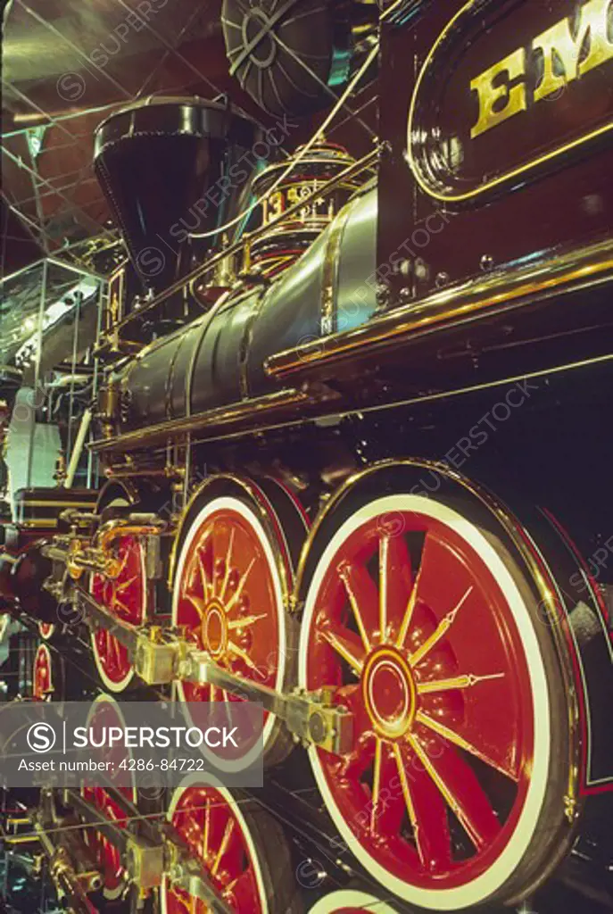 Vintage steam locomotive State Railroad Museum Sacramento California
