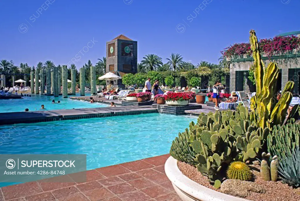 People at swimming pool at Hyatt at Gainey Ranch Scottsdale near Phoenix Arizona